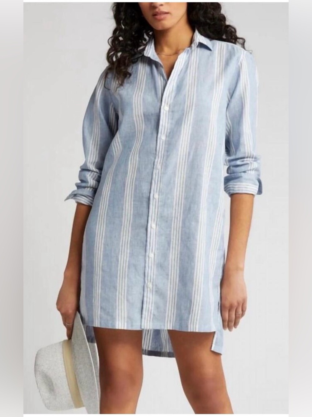 Frank & Eileen Hunter Step Hem Linen and Cotton Shirtdress Women XS
